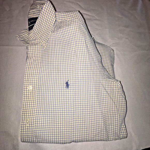 Men's Ralph Lauren Long Sleeve Button up‎ Spring Blue and Yellow size 15 - Picture 1 of 5